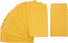 #1 120 Pcs Small Coin Envelopes 2.25 x 3.5 with Gummed Flap 120PCS Yellow