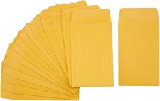 #1 120 Pcs Small Coin Envelopes 2.25 x 3.5 with Gummed Flap 120PCS Yellow
