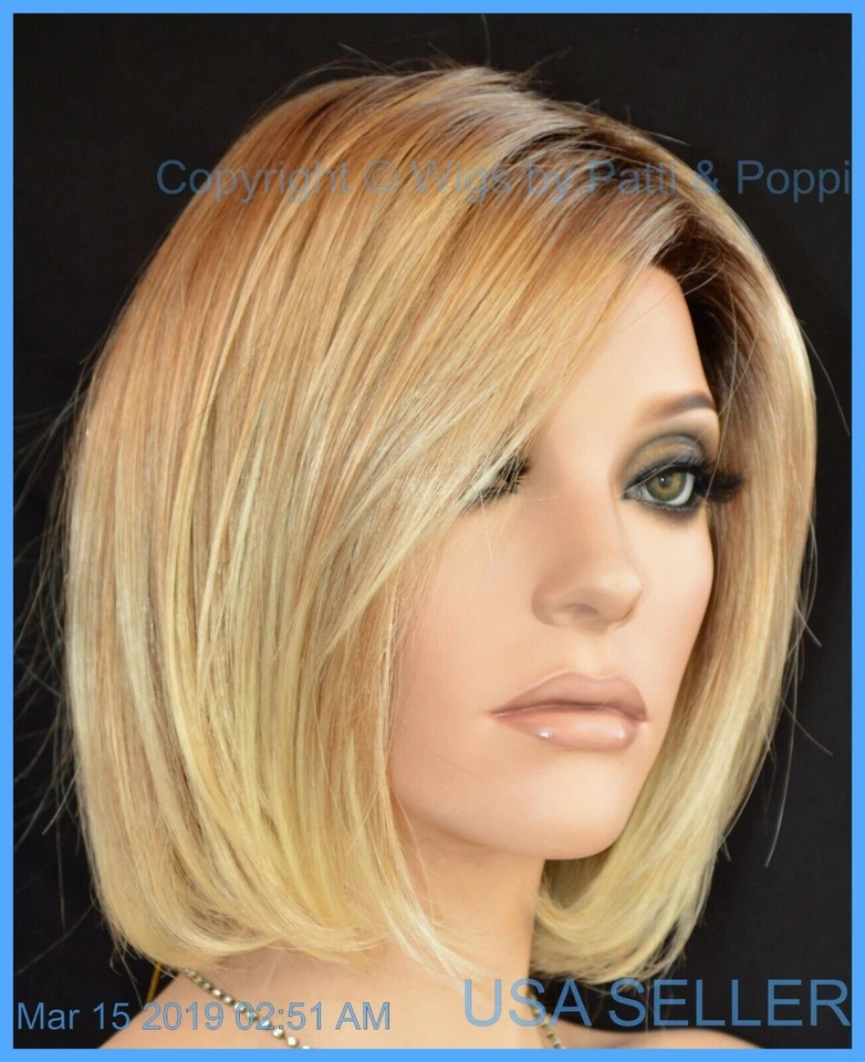 ПАРИК Kristen Jon Renau КРУЖЕВНОЙ СПЕРЕДИ 27T613S8 HOT SASSY ПОТРЯСАЮЩИЙ УКОРЕНИВШИЙСЯ БЛОНДИН БОБ - Изображение 2 из 4