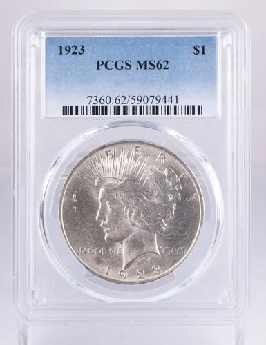 Certified 1923 Peace Dollar PCGS MS62 Silver $1