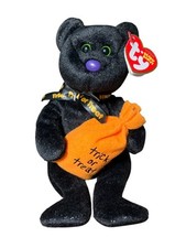 Ty Beanie Babies Trickster Halloween Bear Plush With Trick Or Treat Bag 2008