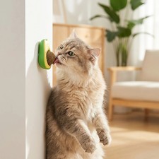 Rotatable Natural Catnip Wall Ball - Self-Adhesive Edible Cat Toy, Teeth Cleanin