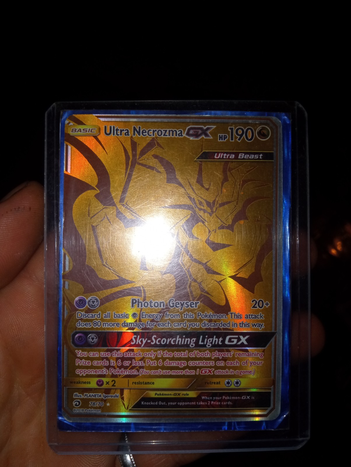 2018 Pokemon Ultra Necrozma GX 78/70 Dragon Majesty Full Art Secret Rare Gold NM