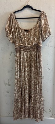 Black Tape 1X Romantic Cottagecore Floral Maxi Dress Smocked Waist Prairie Style