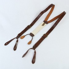TRAFALGAR CROCODILE AND SUEDE BRASS BUCKLE SUSPENDERS