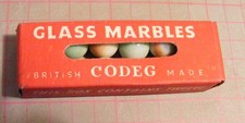 Raro Codeg (Cowen De Groot) British Made anni 30/40 scatola di 12 biglie di vetro