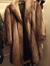 Vintage Brown Silver Fox Fur Coat, Knee Length