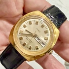 Vintage 1974 Timex Viscount Automatic Day-Date Gold Tone Men’s 38mm Watch RUNS!