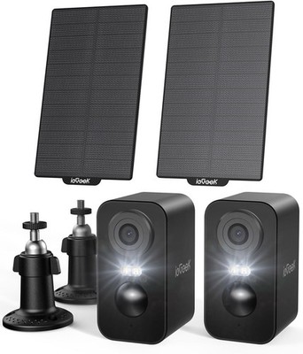 2K Solarbetriebene Außenkamera mit PIR Bewegungserkennung 2 Stück