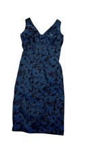 Vintage 90s Y2K La Belle Midi Dress empire waist Blue Sequin Floral whimsy fairy