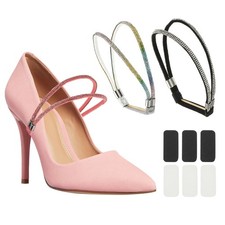 3 Pairs Rhinestone Elastic High Heels Shoe Straps, 3 Style