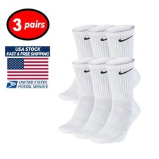 Nike Everyday Cushioned Dri-FIT 6-8 Socks - 6 Pairs, White x 3 PAIRS SHIPS FREE