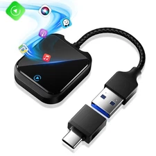 2-in-1 Wireless CarPlay Android Auto Adapter, 5G WiFi Bluetooth Dongle, USB-A/Ty
