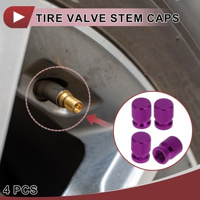 Tire Valve Stem Caps Mesh Pattern Tyre Valve Dust Covers Purple for Car 4 Pcs