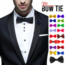 Bow Tie Mens Fancy Dress Wedding Party Tartan Plain Smart Adjustable Bow Tie