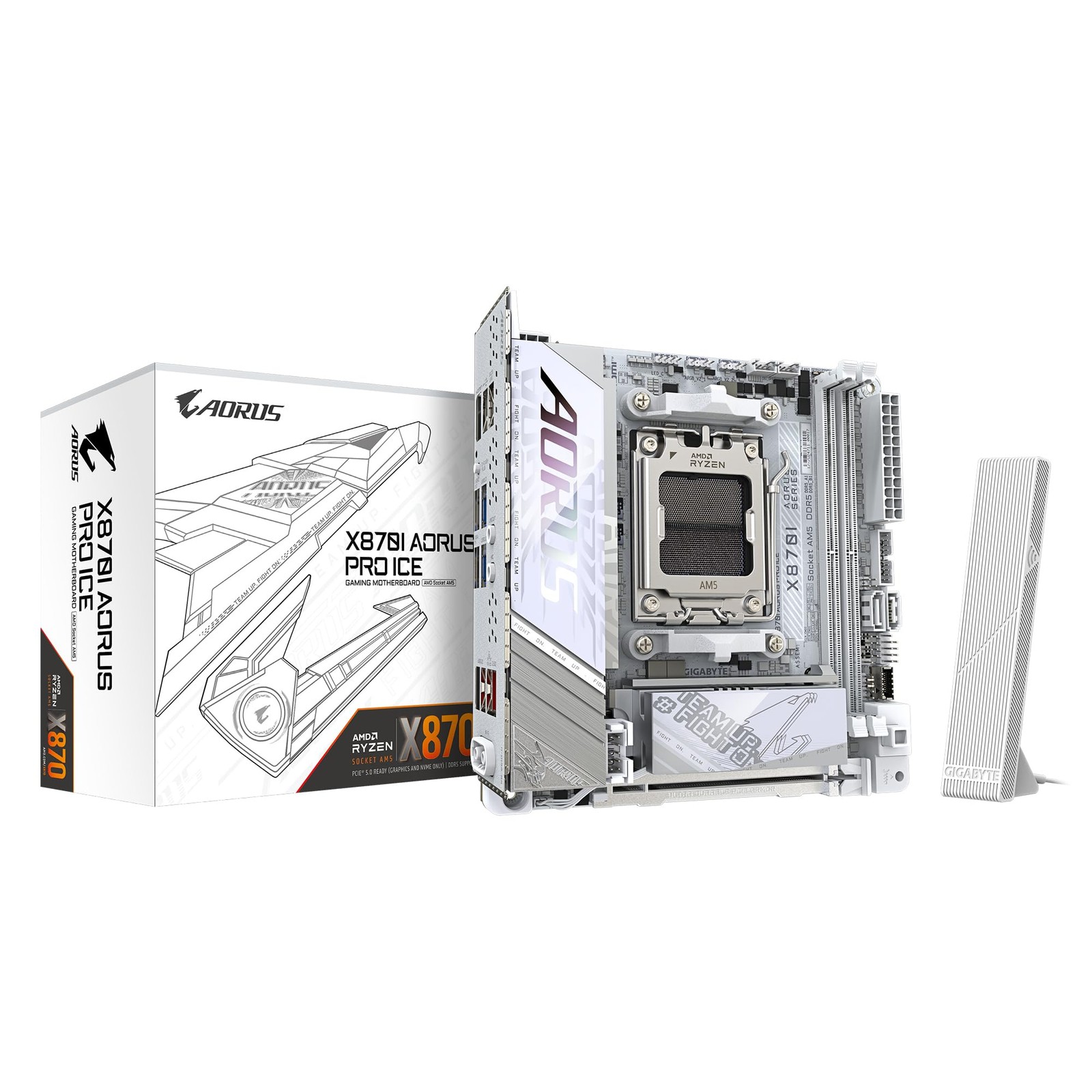 GIGABYTE X870I AORUS PRO ICE Motherboard - Supports AMD Ryzen 9000 Series CPUs,