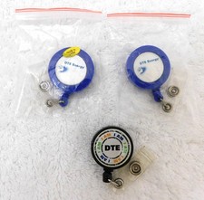 Lot of 3 DTE Energy Detroit Edison Retractable ID Badge Card Holder Reel Clips