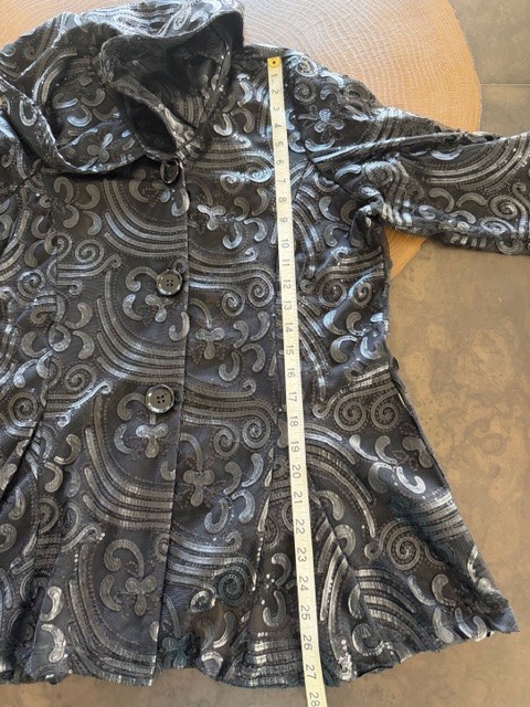 "Boho Chic" Black Sequin Button Down Swing  Jacke… - image 11