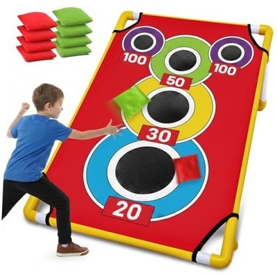 Cornhole Board with 21+ Games, 8 Bean Bags - Arcade Style Corn Hole Games for