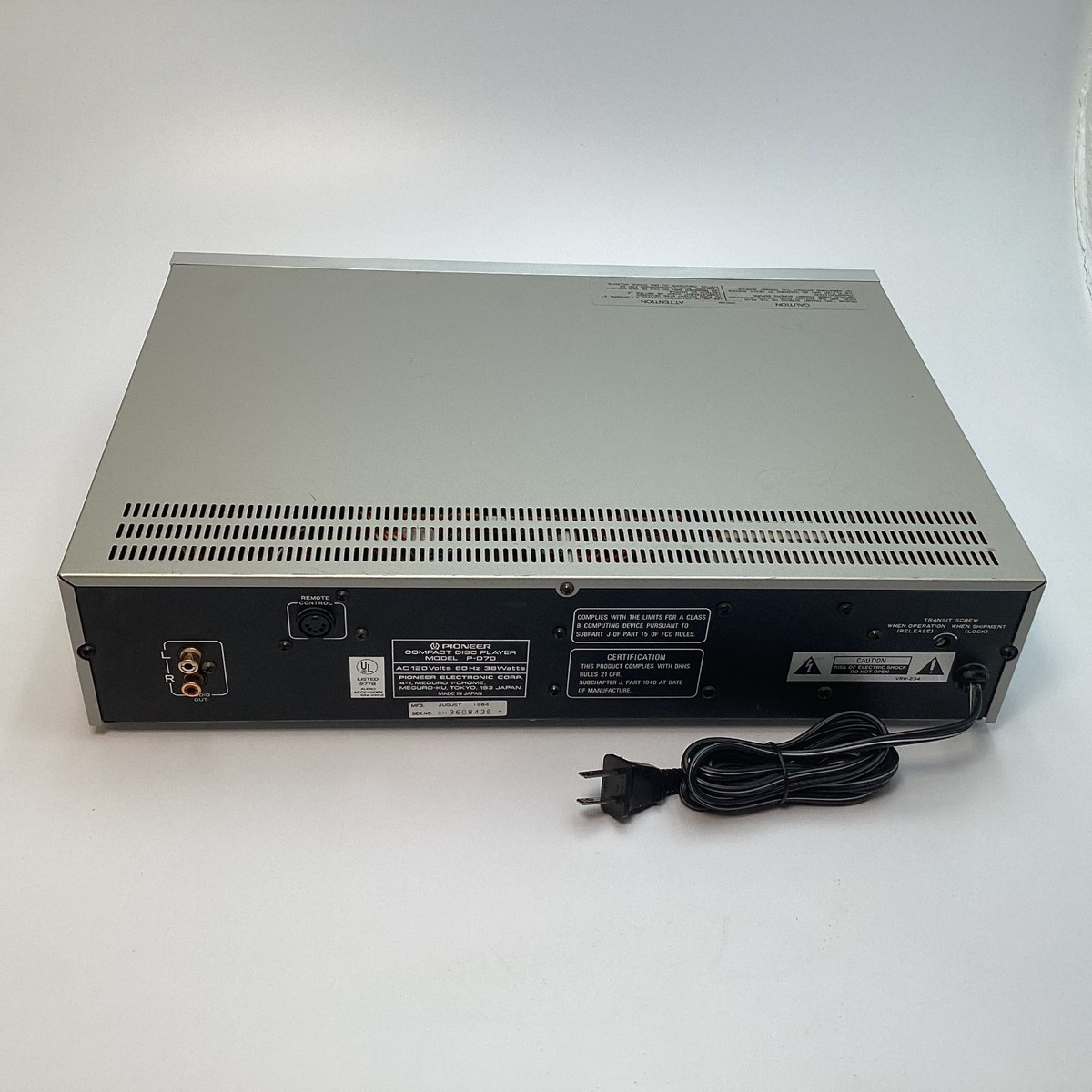 Pioneer P-D70 Vintage Compact Disc CD Player Digital Audio Made in