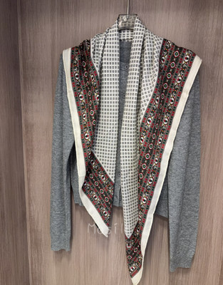 75% Cashmere 25% Silk Shawl Scarf Bandana grid Print Wrap Kerchief 105X105cm new