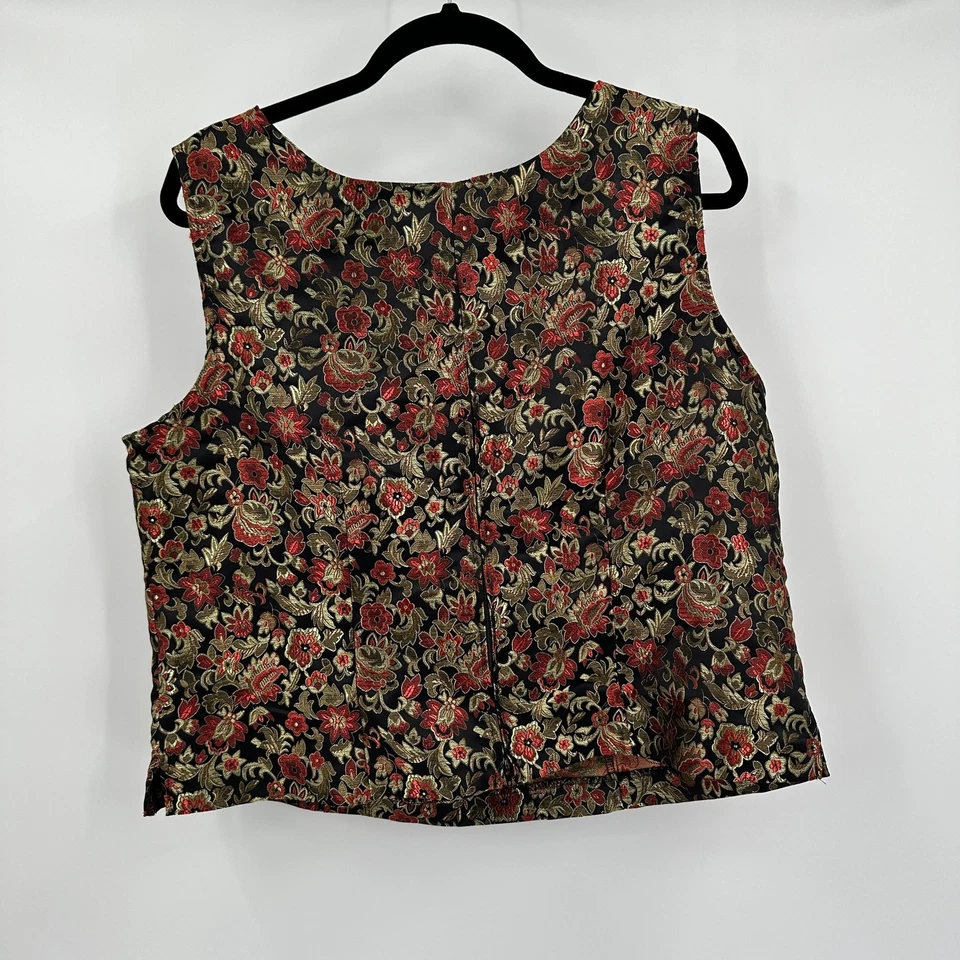 Top sin mangas Miss Dorby para mujer brocado talla 18 metálico floral barroco Y2K Foto 2 de 4