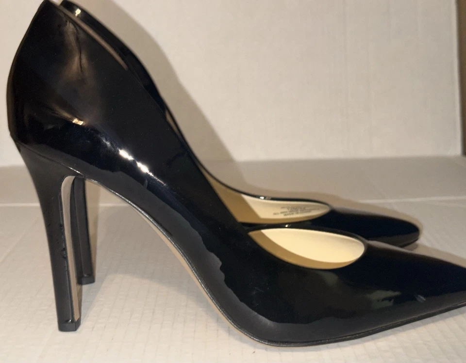Zapatos de salón Jessica Simpson Claudette de cuero negro con pateta de aguja 12M nuevos sin caja Foto 2 de 4