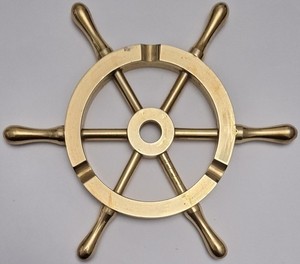 Solid Brass Vintage Ship Wheel Nautical Helm Maritime Decor 6 Spoke Handle Rare