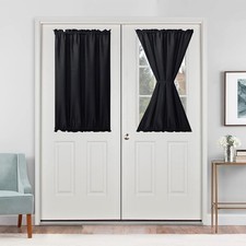 French Door Curtains for Small Window, Rod Pocket Short Front Sidelight Curtain
