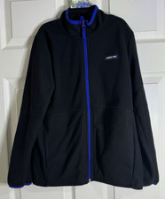 Lands End Boys' Youth L 10-12 Full Zip Grid Pattern Fleece Jacket Coat Black