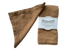 Hemstitched Linen Napkins 20x20 Caramel Set of 4 Stonewashed French Flax
