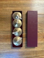 Vintage Brass Belly Dancer Finger Cymbals Set Of 4 Marked India 12