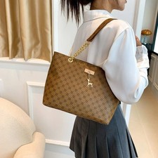 Handbag Texture Soft Leather Large Capacity Tote Women Bag With Hanging Accessor