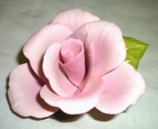 Napoleon Italy Capodimonte Porcelain Rose Pink Flower Figurine w/ Original Label