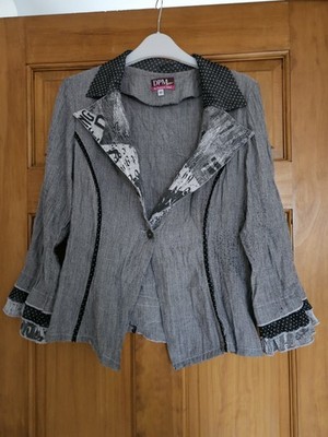 Ladies Grey DPM By Depech Mod Abstract FRENCH Jacket Size EU40/12 3/4 Sleeves