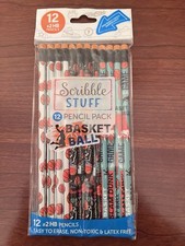 Scribble Stuff 12-Pack Pencils Basketball Theme #2HB Pencils Non Toxic NEW