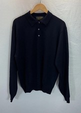 Brooks Brothers Sweater 1/4 button LG Navy blue Extra Fine Merino Wool Preppy
