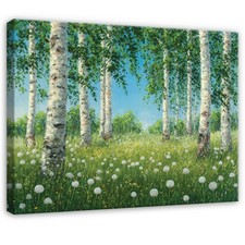 Leinwand Bilder Birken Wald Bäume Grün Wandbilder Groß Leinwandbild Wanddeko 89