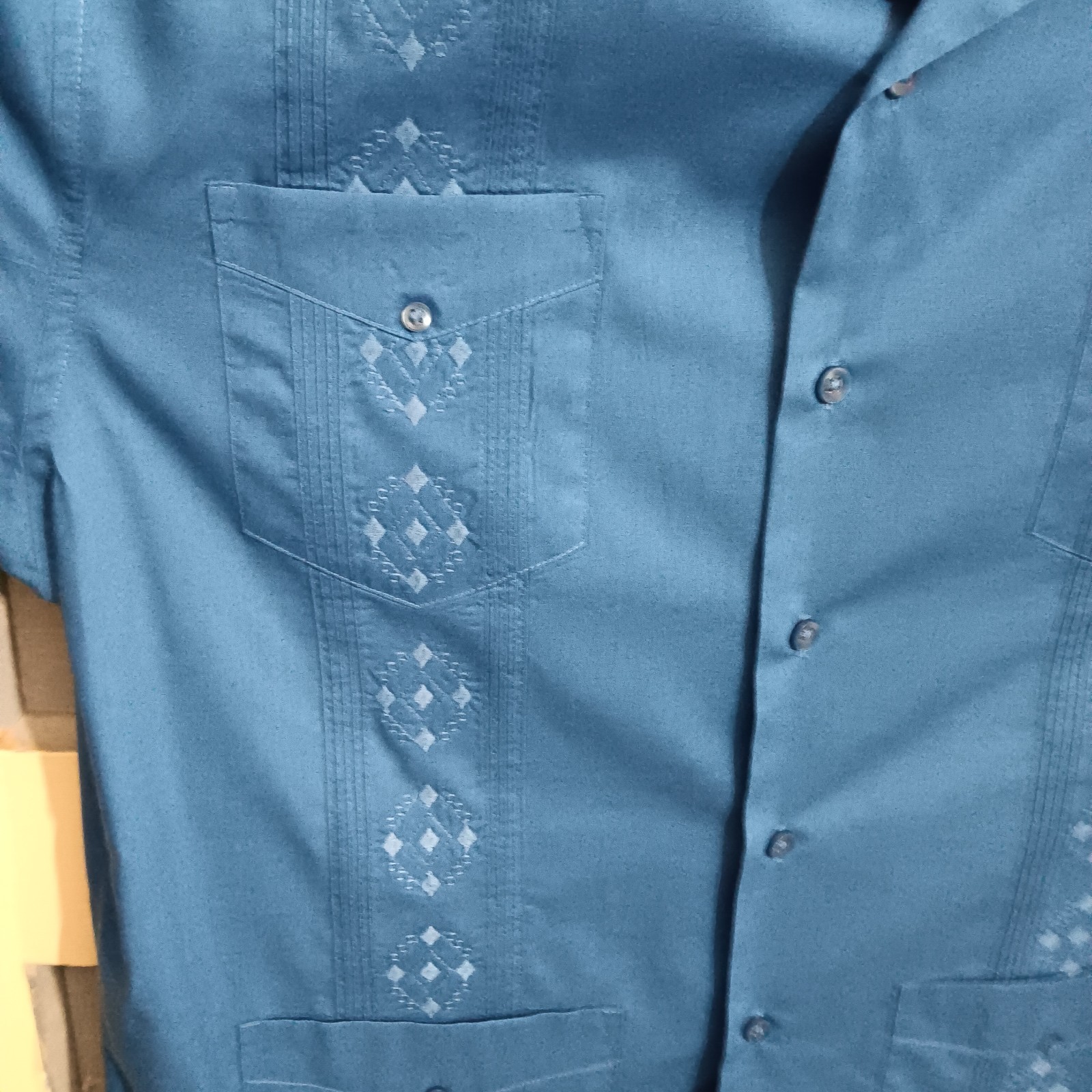Cubavera Blue Button Down Large With Embroidery R… - image 3