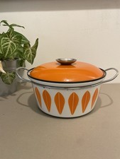 Vintage Catherine Holm Lotus Casserole-Orange & White With Orange Lid