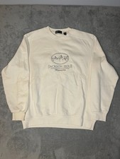Cream Crew Neck Embroidered Jackson Wyoming Sweatshirt Sz L Vintage Style Cozy