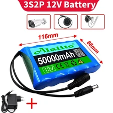 12V 50000mAh 3S2P Li Ion Rechargeable Battery Pack For CCTV Camera with Charger
