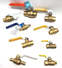 LOT OF 9, ASSORTED VALVES, DIFERENT SIZES, SEE PICTURES FOR DETAILS