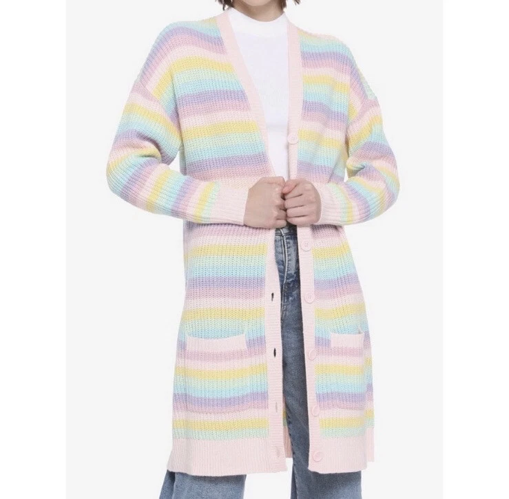 Pastel rainbow top knit cardigan
