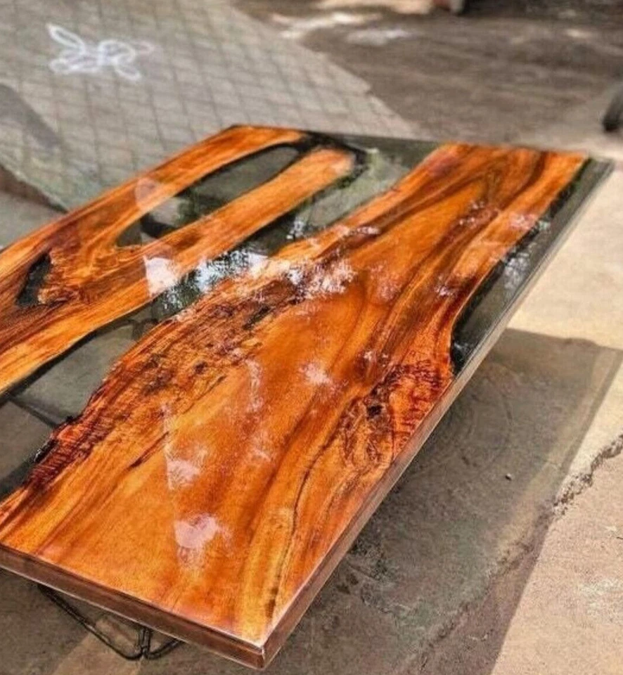 Custom To Order Epoxy Conference Room Table, Clear Epoxy Resin Dining Table Top - Image 3 of 4