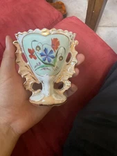 1800s Antique france hand painted Poppie flowers church vase old Paris porcelain