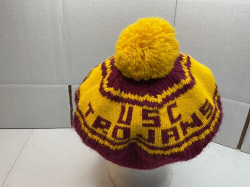 USC TROJANS Beret Hat Cap w/ Pom Knitted Beanie Pom Pom - Picture 3 of 6