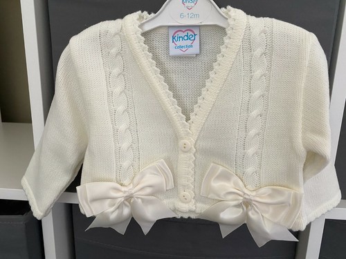 BABY GIRL TODDLER GIRLS KIDS SPANISH BOW CARDIGAN BOLERO SHRUG PARTY CHRISTENING - Picture 8 of 10