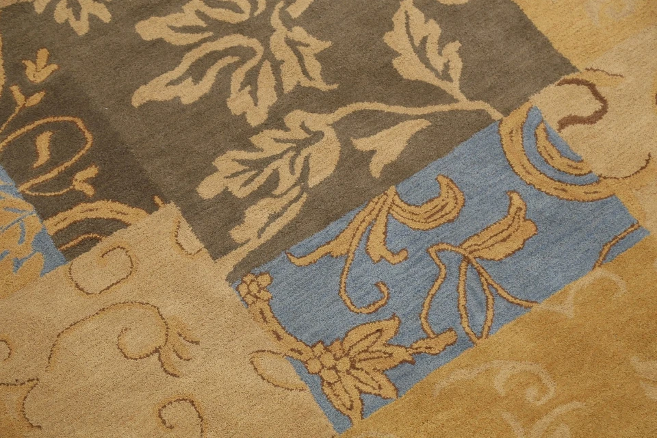 Переходный пэчворк восточный небольшой ковер столовая ручной стегки 10x10 футов круглый - Изображение 4 из 4