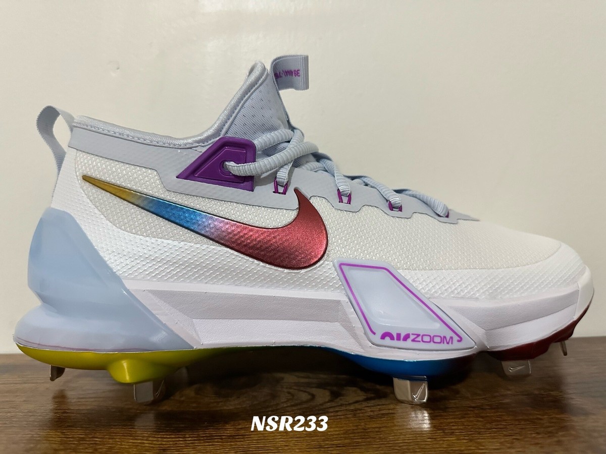 NIKE FORCE ZOOM TROUT 9 WHITE MULTI METAL BASEBALL CLEATS FV4575